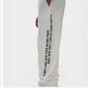 Men’s Helmut Lang MILANO PARIS NEW YORK white heavyweight luxe logo joggers LG